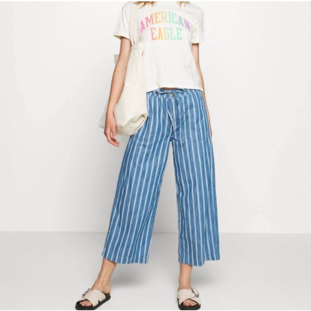 AMERICAN EAGLE |‎ Striped Wide Leg Crop Pants | 4
